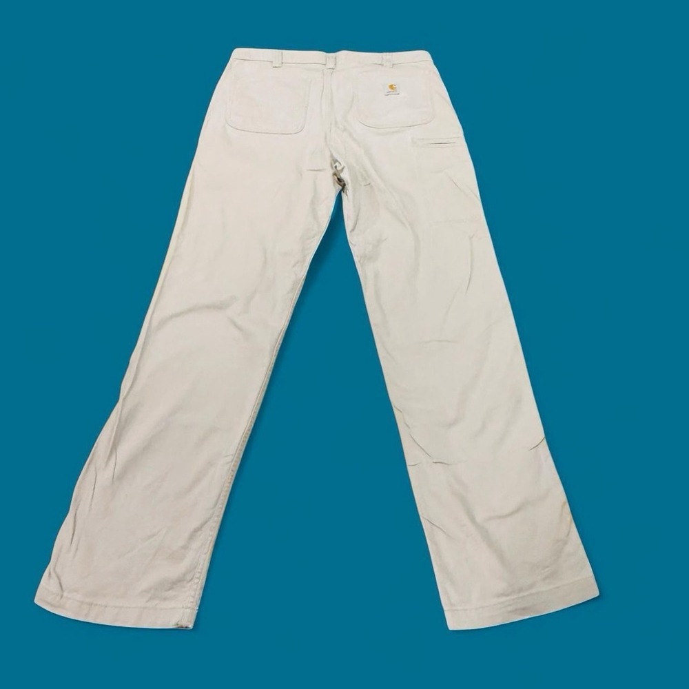 Carhartt Rugged Flex Canvas Work Pants 36x34 Relaxed Fit Khaki Distressed Grunge